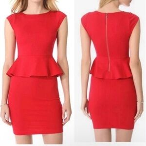 Alice + Olivia Peplum Dress in Red Size 2